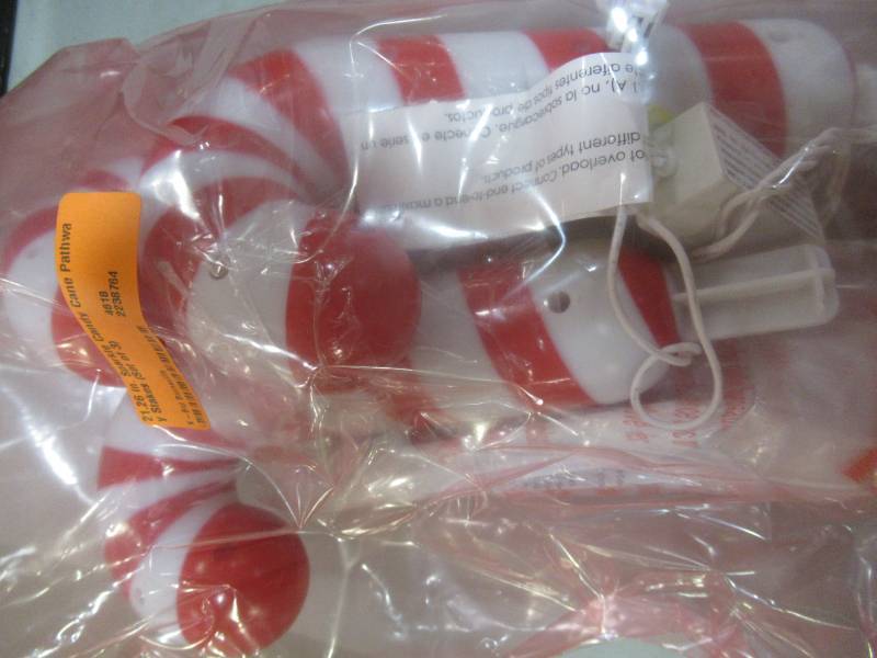 lot 130 image: 3 Sets of LightShow 21.26 in. Sparkle Candy Cane Pathway Stakes (Each Set has 3), 82526