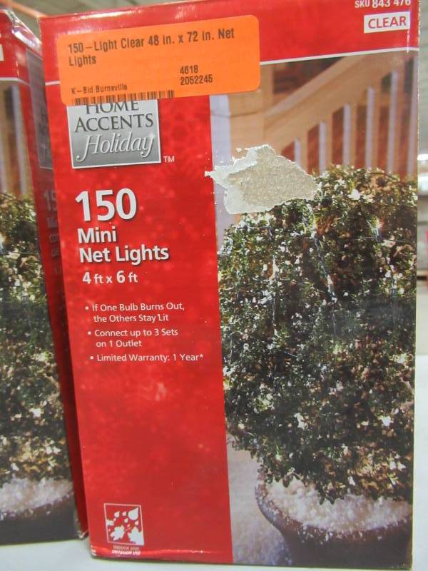 lot 155 image: 3 Boxes of Home Holiday Accents 150-Light Clear 48 in. x 72 in. Net Lights, TOL-1503WA-N-C