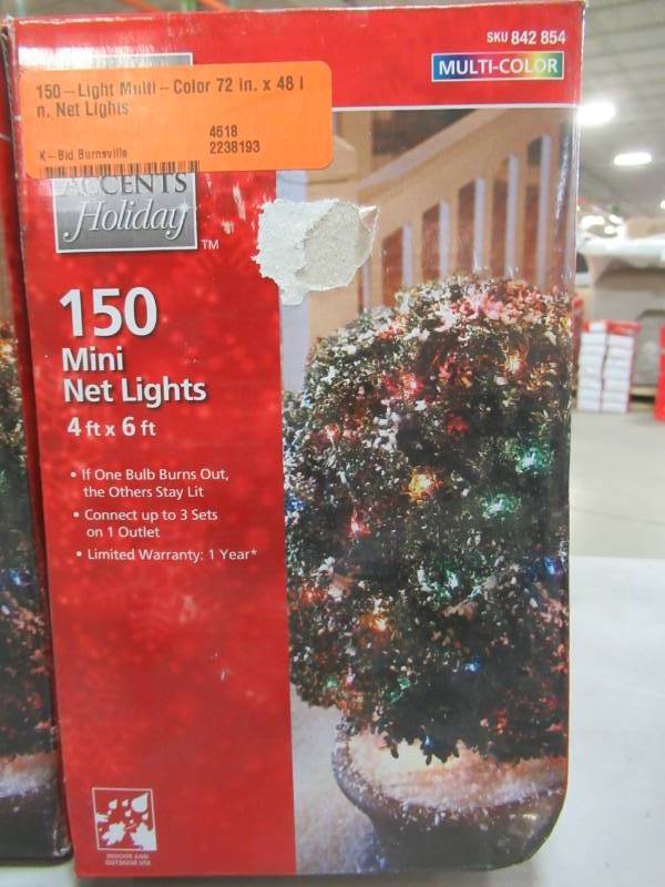lot 164 image: 3 Boxes of Home Accents Holiday 150-Light Multi-Color 72 in. x 48 in. Net Lights, TOL-1503WA-N-M