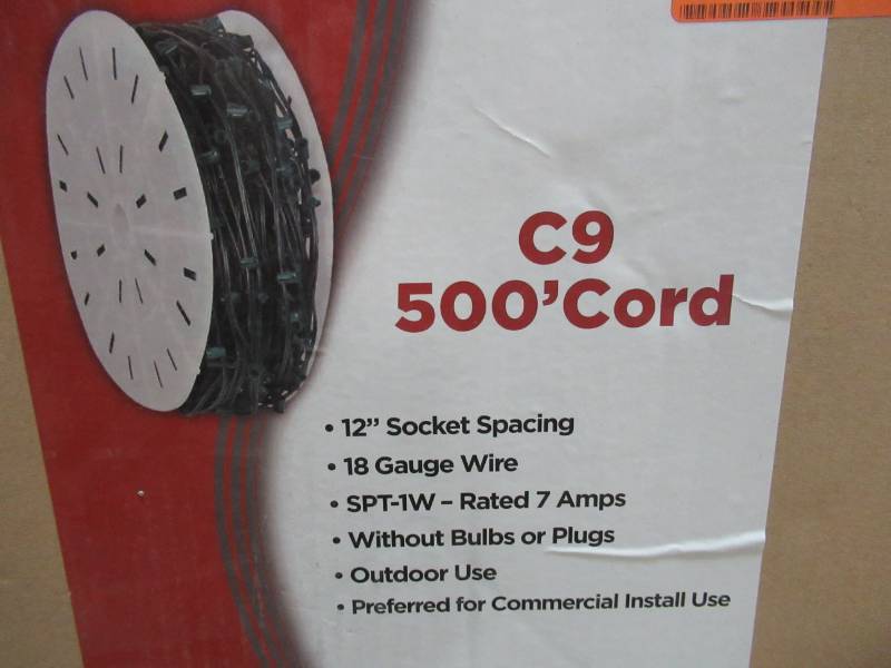 lot 221 image: Commercial C9 500 ft. Stringer Light Set without Bulbs 14-345