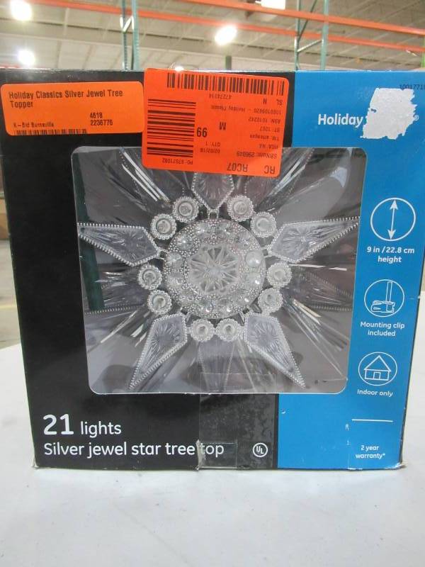 lot 262 image: GE Holiday Classics Silver Jewel Tree Topper, Model 71026HD