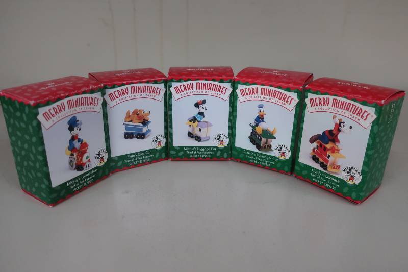 lot 317 image: Hallmark Mickey Express Ornament Set - Complete Set of 5