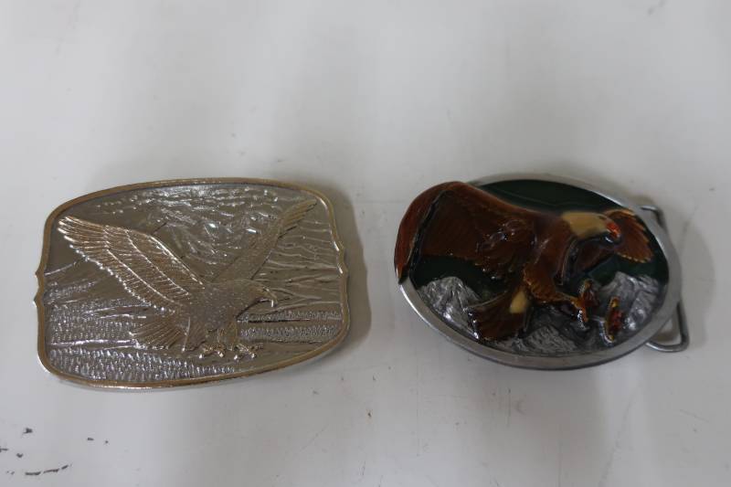 lot 341 image: Two Decorative Eagle Belt Buckles