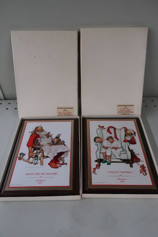 lot 346 image: Two Vintage Hallmark Norman Rockwell Christmas Plaques