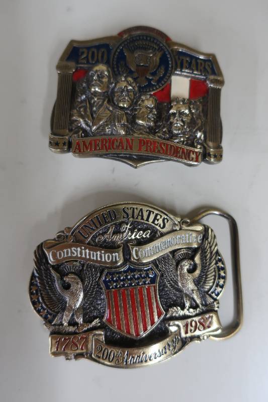 lot 376 image: Two Patriotic Themed Belt Buckles