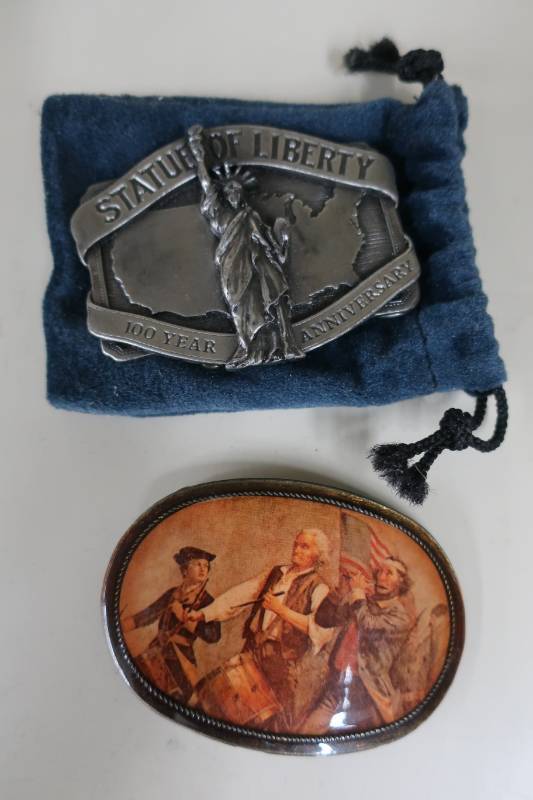 lot 377 image: Two Patriotic Themed Belt Buckles