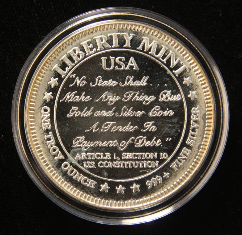 1 TROY OZ. .999 FINE SILVER CONSTITUTION NO STATE SHALL IN AIRTITE