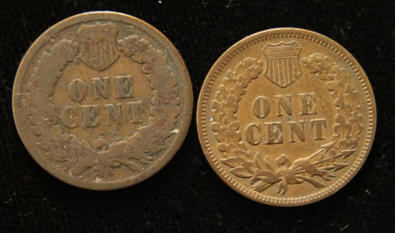 2 INDIAN HEAD CENTS 1890 1905 VG-VF