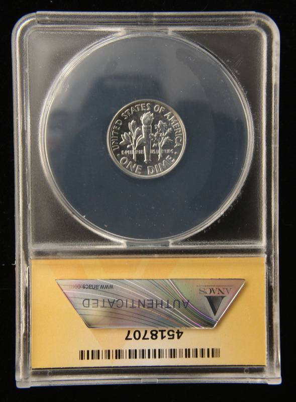 1957 PROOF ROOSEVELT SILVER DIME PF67 ANACS HIGH GRADE COIN
