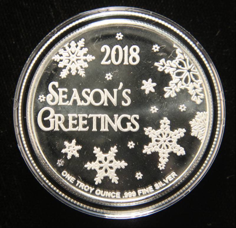 1 TROY OZ. .999 FINE SILVER 2018 COLOR SANTA CHRISTMAS ROUND IN AIRTITE