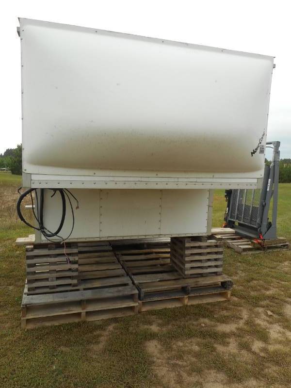 lot 5 image: 8-ft Hewitt-Lucas Cargo Pickup Cab-over Topper with Todco Roll-up Door