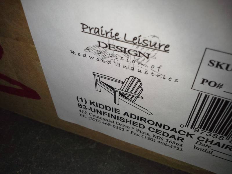 lot 4053 image: Furniture Set - 2 Kiddie Adirondack Chairs, 2 Kiddie Side Tables
