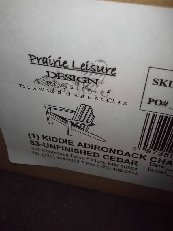 lot 4054 image: Furniture Set - 2 Kiddie Adirondack Chairs, 2 Kiddie Side Tables