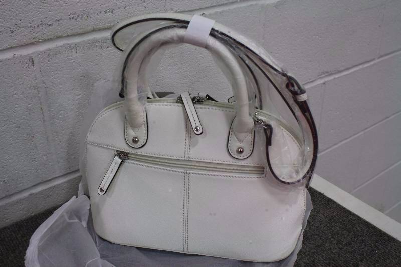 lot 8 image: Mini Convertible Satchel White Tignanello Genuine Leather Purse - Brand New - MSRP$132