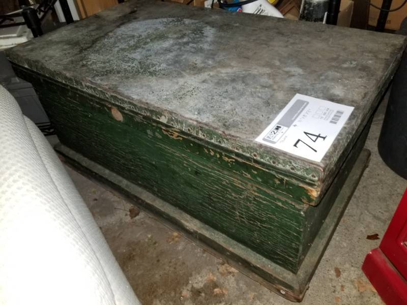 lot 74 image: Wood Trunk with Pull-Out Tray