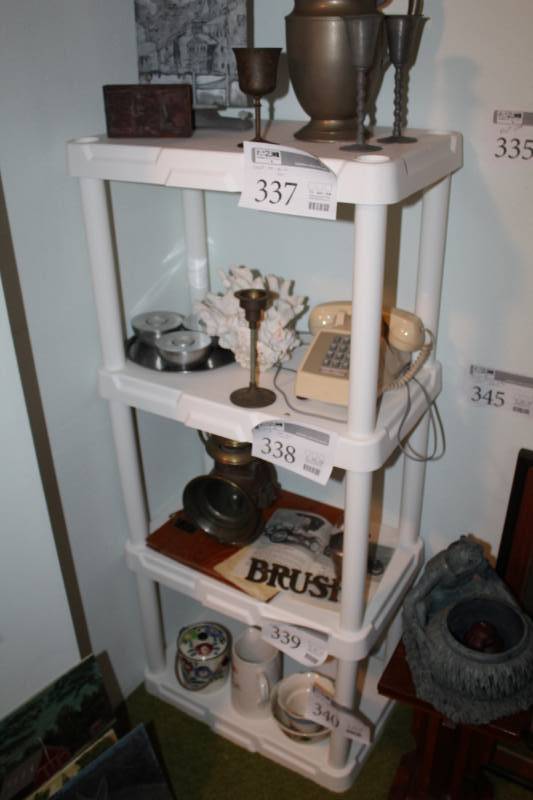 lot 335 image: 4-Tier Plastic Shelving Unit