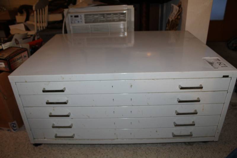 lot 129 image: Blue Print File Cabinet
