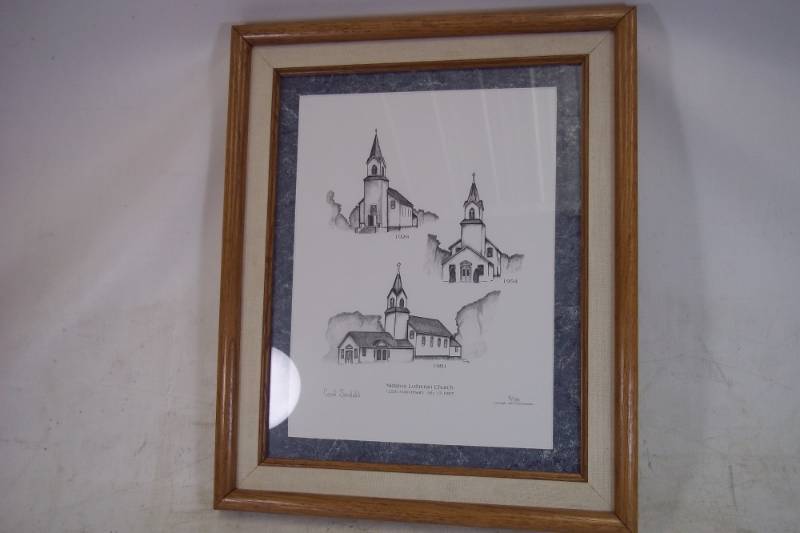 lot 102 image: Nidaros Lutheran Church 125th Anniversary Framed Print 14 x 17