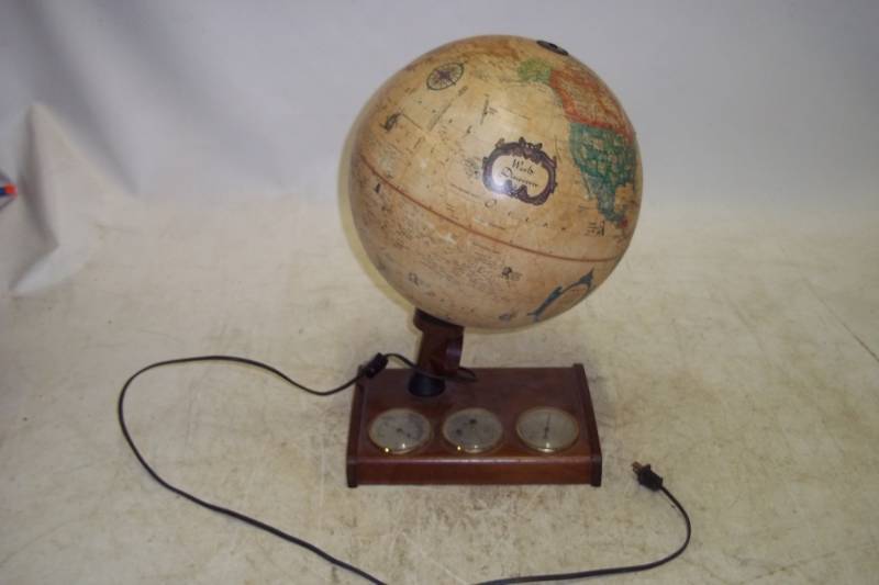 lot 210 image: Lighted Globe with weather center, needs gluing to base