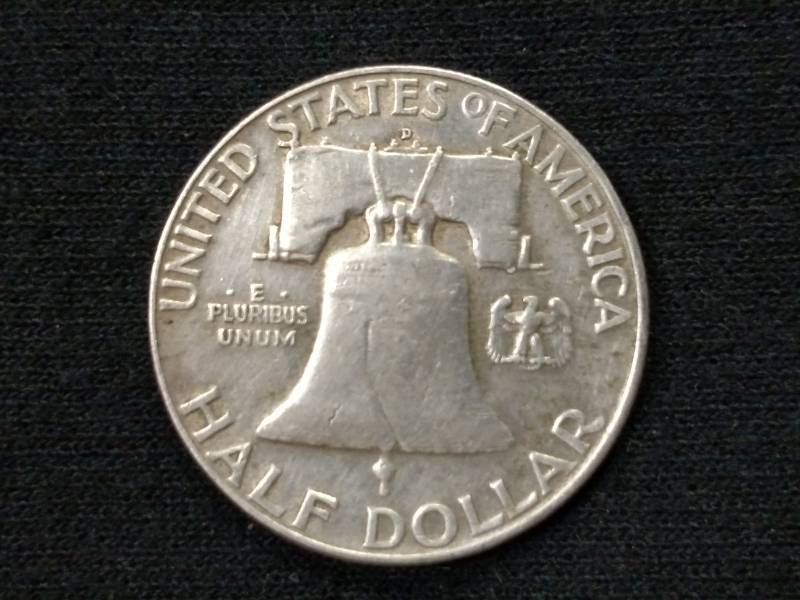 lot 53 image: 1958 D Franklin Silver Half Dollar...