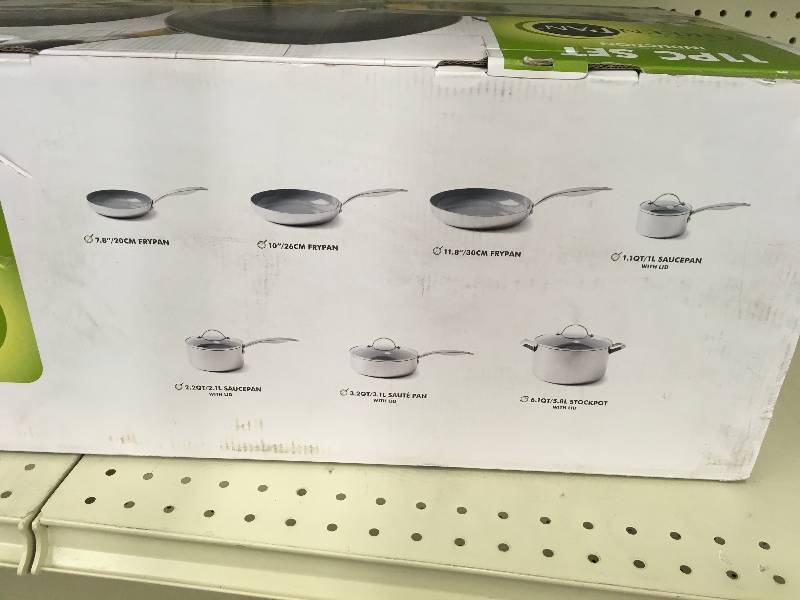 lot 173 image: Greenpan 11PC Stainless Steel Cookware, Retail $229.99