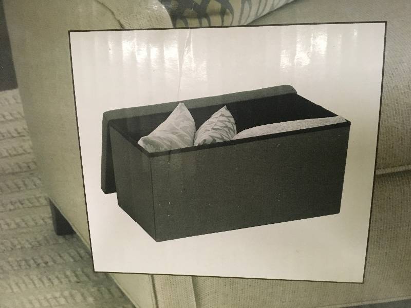 lot 164 image: Seville Fabric Storage Ottoman, Retail $24.99