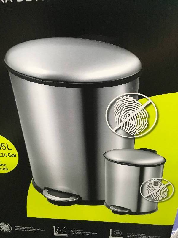 lot 166 image: Stainless Steel Trash Can Combo Pack, Retail $29.99