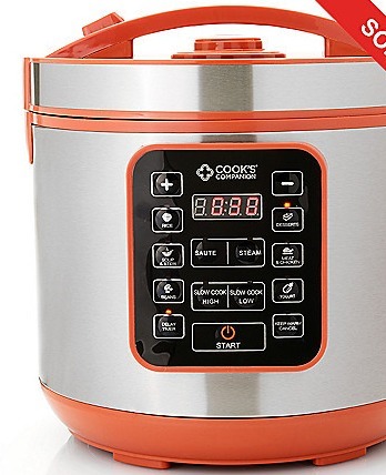 lot 161 image: Cooks Companion 900W 5.3 qt Ceramic Nonstick Low Pressure Digital InstaCooker, Retail $54.99