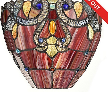 lot 182 image: Tiffany-Style 10 Magna Carta Stained Glass Wireless Wall Sconce w Remote & Timer, Retail $120.00
