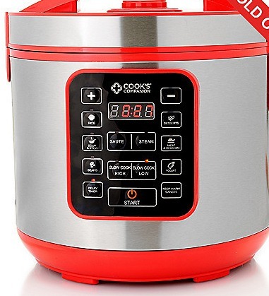 lot 193 image: Cooks Companion 900W 5.3 qt Ceramic Nonstick Low Pressure Digital InstaCooker, Retail $54.99