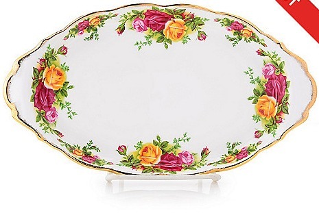 lot 206 image: Royal Albert Old Country Roses 9.75 Bone China 22K Gold Accented Regal Tray, Retail $19.99