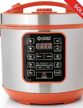 lot 208 image: Cooks Companion 900W 5.3 qt Ceramic Nonstick Low Pressure Digital InstaCooker, Retail $54.99
