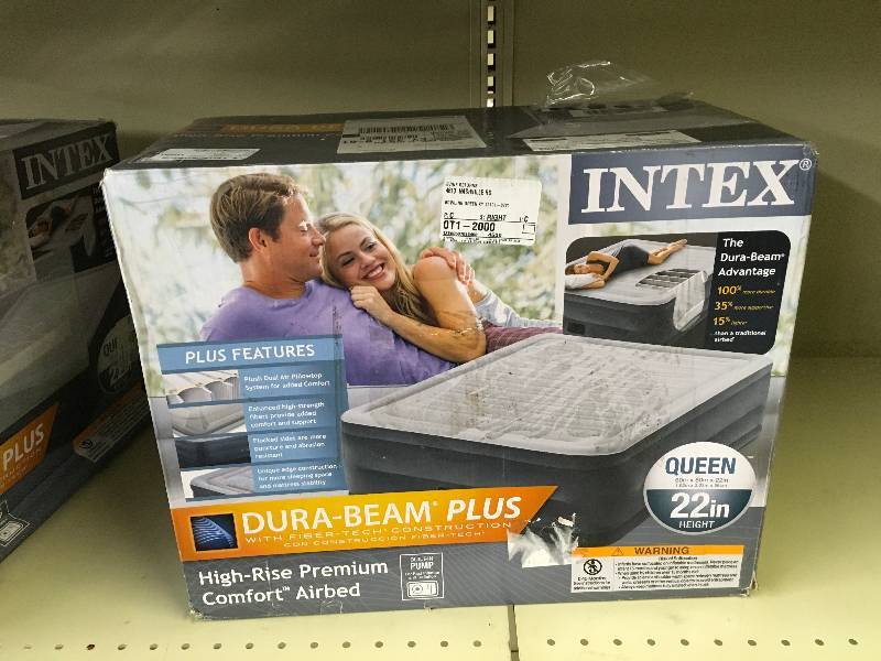 lot 189 image: Intex Comfort Plush High Rise Profile Air Mattress w Built-in Pump,Retail $59.99