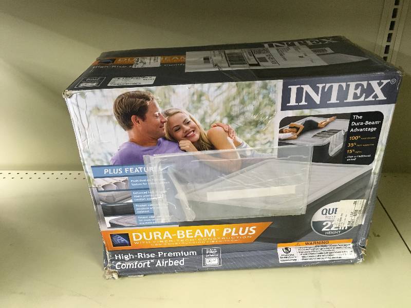 lot 219 image: Intex Comfort Plush High Rise Profile Air Mattress w Built-in Pump,Retail $59.99