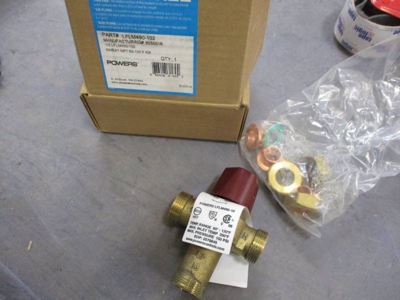 lot 5 image: Powers LFLM490-102 - 12 x 12 Sweat Thermostatic Mixing Valve