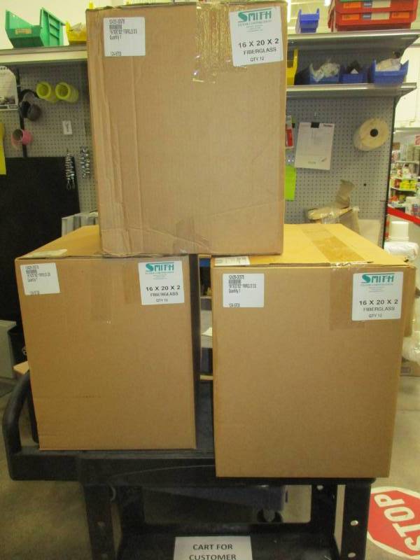 lot 52 image: Fiberglass air filters 16x20x2