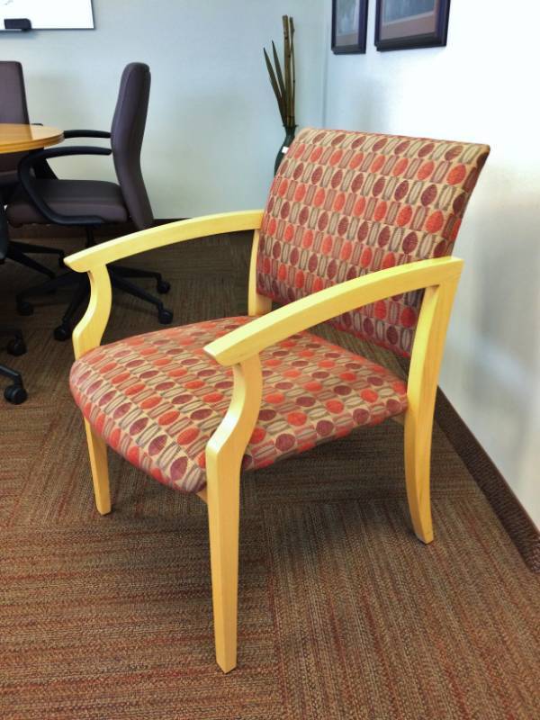 lot 41 image: MSRP $1800&nbspHigh Quality OFS HB Wood Upholstered Back & Seat Guest Chair 300lb Capacity - Like New Condition