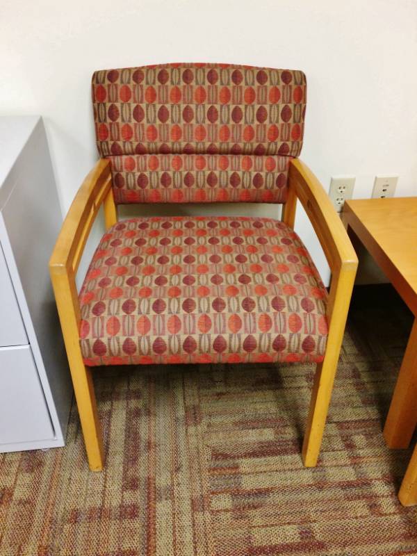 lot 39 image: MSRP $1500&nbspHigh Quality OFS HB Wood Upholstered Back & Seat Guest Chair 300lb Capacity - Like New Condition