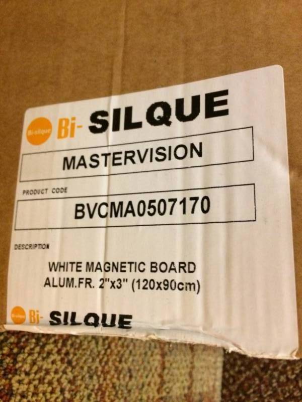 lot 22 image: New In Box&nbspLacquered Steel Magnetic Dry Erase Board, 36 x 48, White, Aluminum Frame 