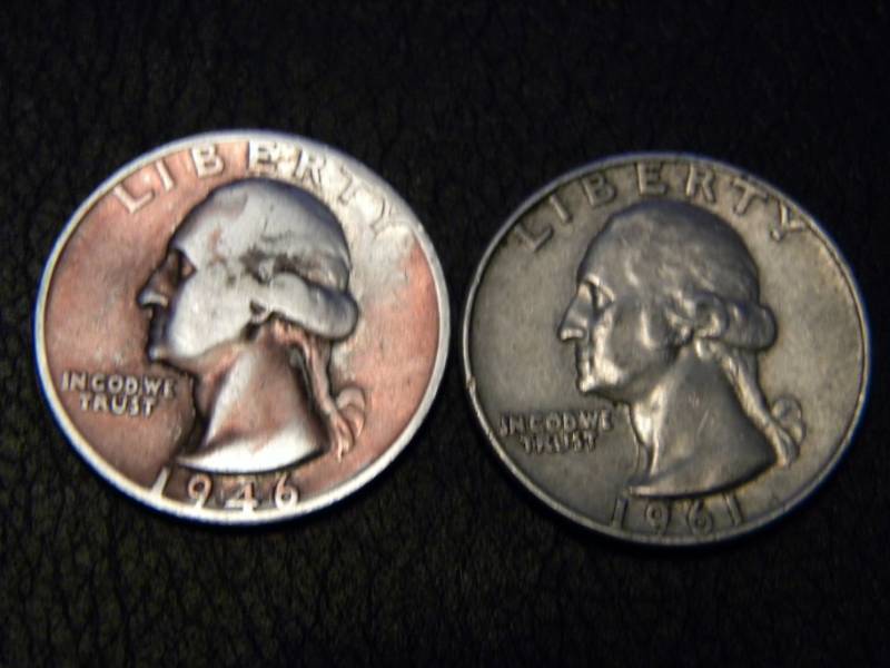 1946 D & 1961 D Washington Silver Quarters
