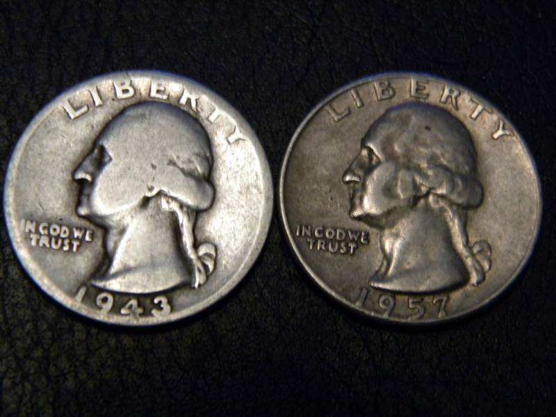 1943 & 1957 Washington Silver Quarters