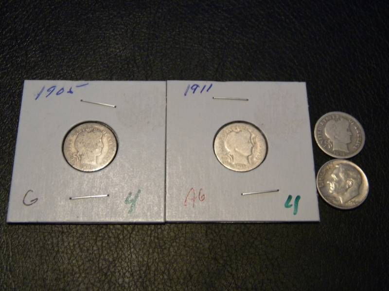 3 Barber Silver & 1 Roosevelt Silver Dimes