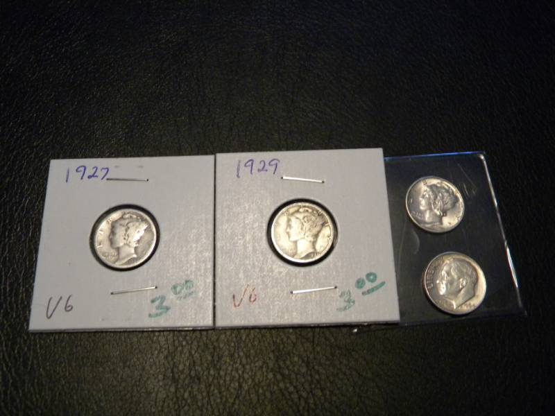 3 Mercury Silver & 1 Roosevelt Silver Dimes