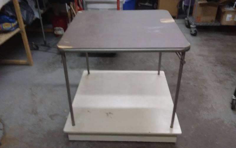 lot 32 image: Folding Card Table With Stand & Rolling Base