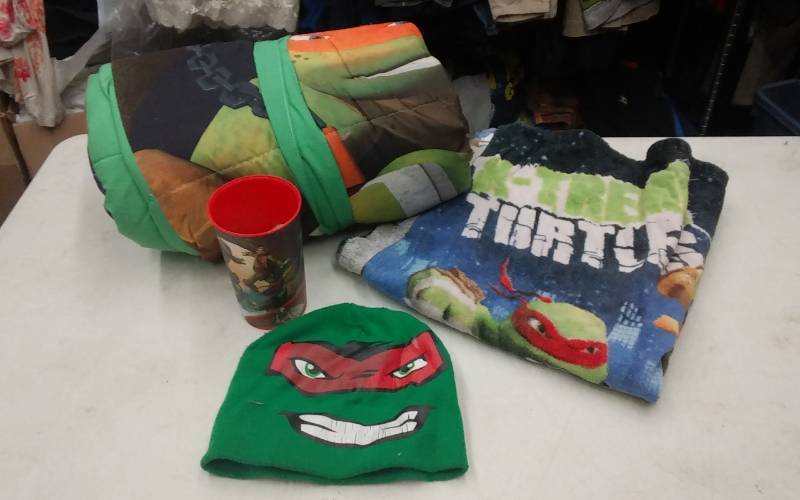 Ninja Turtle Sleeping Bag, Cup, Hat, Beach Towel