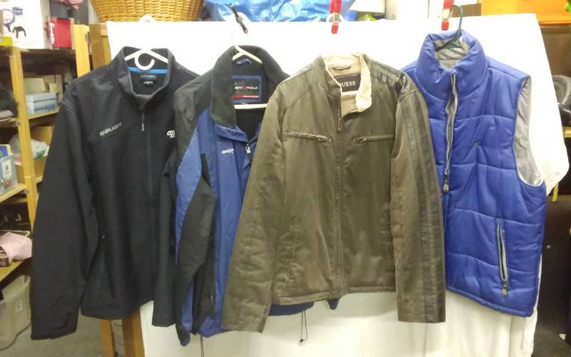 3-Mens  Jackets-Bauer, Zero Xposure, Guess Size L, 1-Vest Size XL