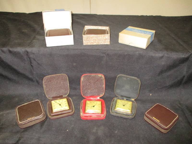 lot 84 image: Genuine Leather Travel Clocks
