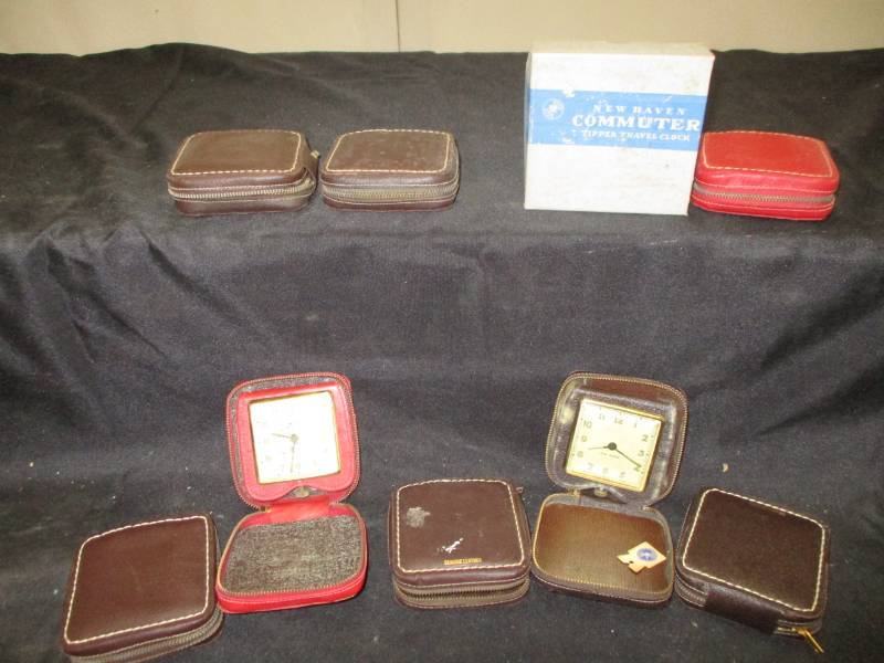 lot 90 image: Genuine Leather Travel Clocks