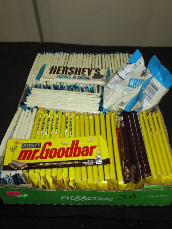 lot 243 image: 77 total mr goodbars and Herseys candy bars