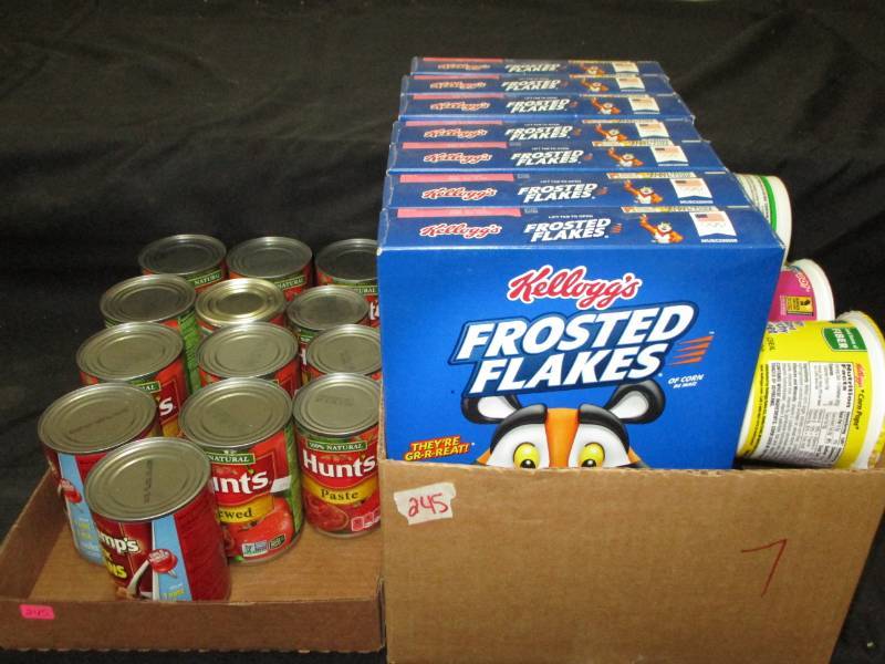 lot 245 image: 20 various cereal, beans,. Stewed tomatos